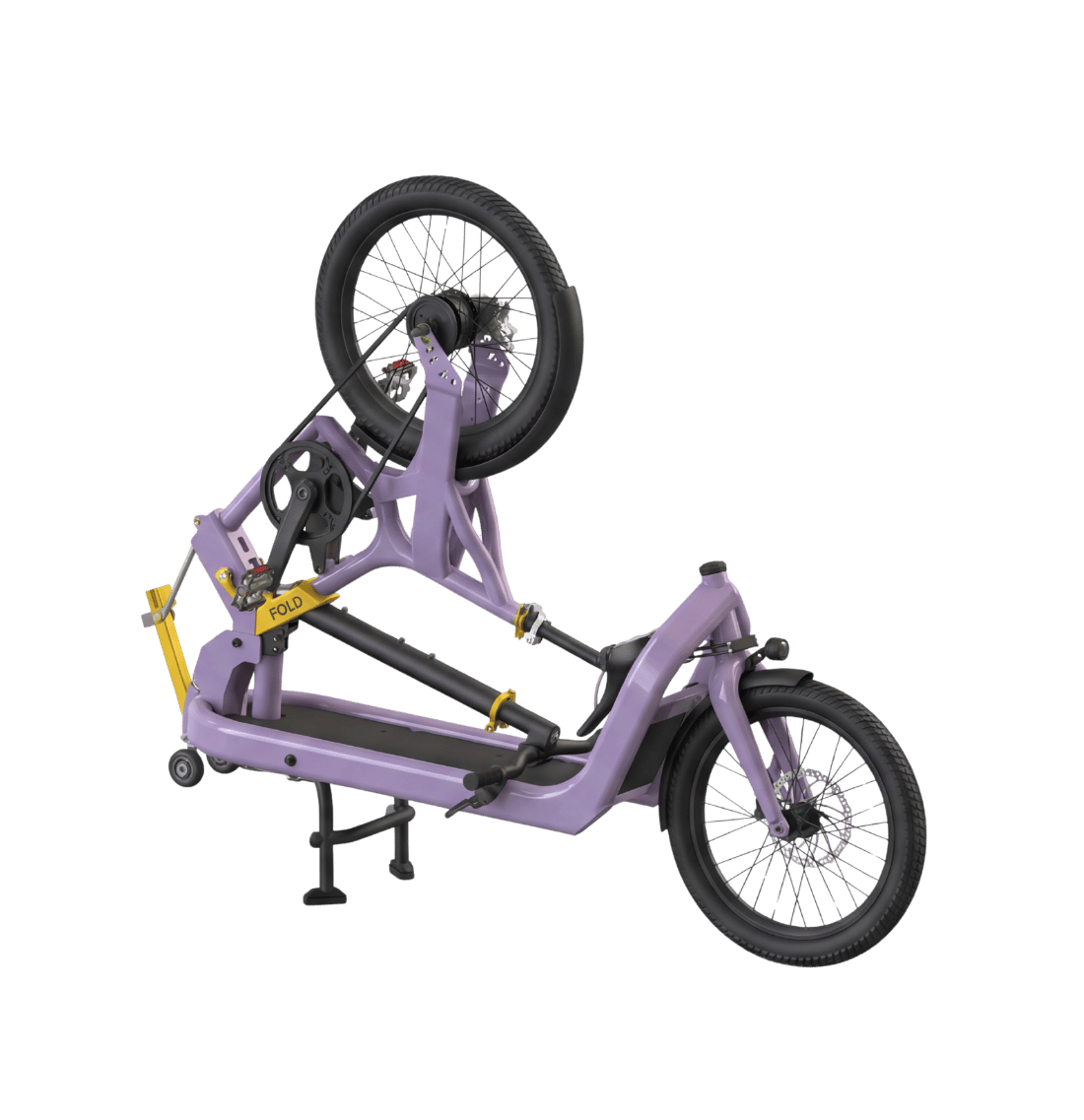 Mécanisme de pliage du vélo cargo FOLD